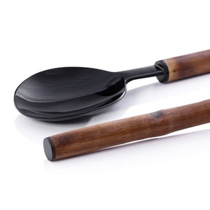 Ensemble de 2 couverts à salade en corne naturelle avec logo personnalisé avec poignée en résine serveur à salade personnalisé et mélange d'ustensiles de cuisine et de vaisselle - Product Image 4