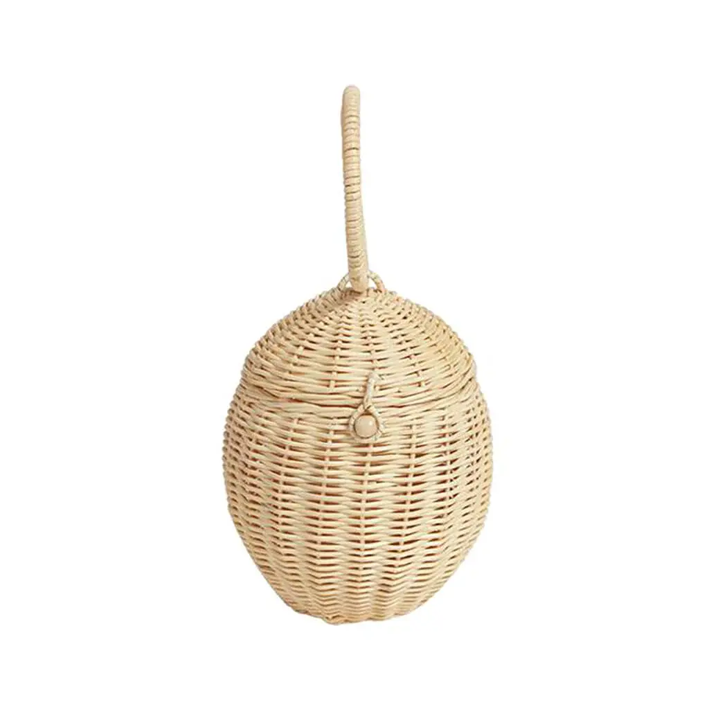 Novo Produto Handmade Woven Natural Rattan Pendurado Armazenamento Easter Egg Basket Carry Handle Bag feito no Vietnã