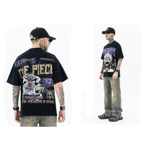 Camiseta de algodón estampada para hombre, camiseta de gran tamaño con diseño de hombros caídos, camisetas de impresión de calidad personalizada - Product Image 3