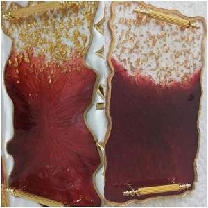 Plato de servicio de resina vibrante hecho a mano para el hogar, aperitivos de frutas y elegante exhibición de mesa - Product Image 2