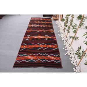 Classique bohème marron Orange Vintage tapis turc 3.6 X 10.2ft Rectangle Patchwork Design laine Viscose Latex tapis de chevet - Product Image 4