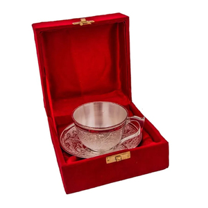 High quality brass <b>and</b> Silver <b>tea</b> <b>cup</b> <b>and</b> <b>saucer</b> set with traditional motifs <b>and</b> durable design for cultural <b>tea</b> events - Product Image 3
