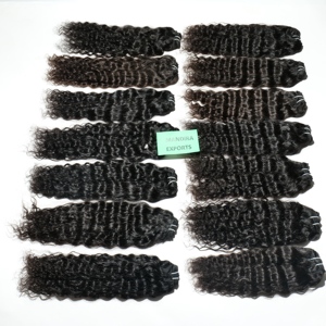Extensiones de cabello humano virgen indio natural 100% al por mayor, paquetes de proveedor con cutícula alineada, estilos rizados de onda profunda sueltos - Product Image 1