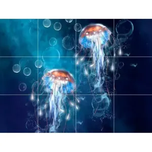 แผ่นกระเบื้องเซรามิกรูปปลาเขตร้อนลายแมงกะพรุนทะเลชีวิตในทะเลมหาสมุทร - Product Image 1