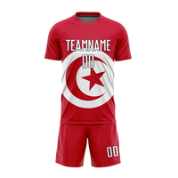 Maillot de football pour homme avec drapeau tunisien, manches longues, impression sublimée, polyester respirant, coupe régulière pour adulte, sangle réglable
