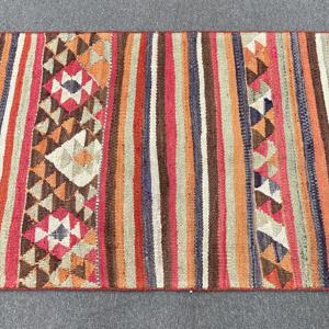 2.6x9.7 ft Turkish Rug, Vintage <b>Runner</b> Rug, <b>Red</b> Blue Ikat Rug - Product Image 3