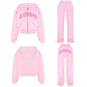 Chándales personalizados para mujer algodón francés Terry Vintage ácido lavado desgastado Sudadera con capucha pantalones de chándal y Sudadera con capucha Jogger Set mujeres - Product Image 4