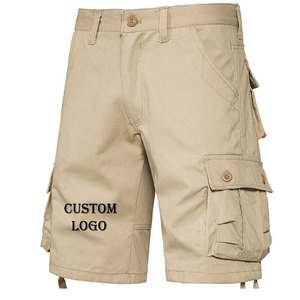 Short uni pour homme Taille élastique Short cargo Pantalon long Pantalon M-3XL poche latérale uni 100% coton Gym Relax fit - Product Image 1