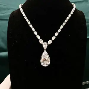 Luxury Exaggerated Single Layer Pear Cut Vvs Loose Lab Grown Diamond Necklace Party Women Bridal Gold Jewelry Set for Wedding