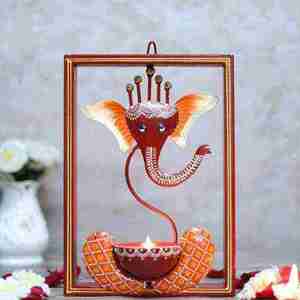 Porte-bougie mural Ganesha spirituel de qualité supérieure, éclairage indien pour la prière, décoration intérieure, festival Diwali et cadeaux d'entreprise - Product Image 3