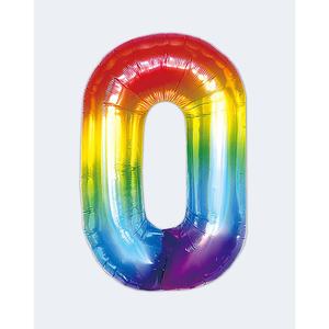 Ballon de fête multicolore en forme de chiffre 0 de 80 cm pour décoration de fête - Product Image 1