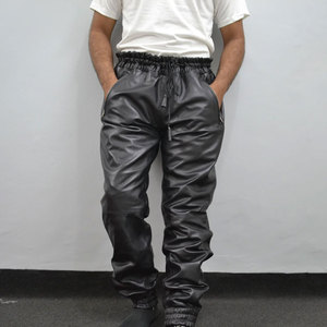 Pantalon en cuir taille moyenne pour hommes le plus vendu vêtements d'hiver de Style High Street pour une utilisation en plein air jean droit tricoté - Product Image 5