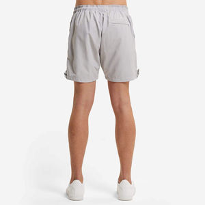Pantalones cortos de playa grises claros de estambre ecológicos sólidos personalizados, bañadores de verano ligeros de secado rápido para hombres, cintura elástica - Product Image 2