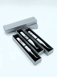 Calidad profesional 90 grados revestimiento de polvo gris 45 grados curvado Acero inoxidable extensión de pestañas pinzas instrumento de belleza - Product Image 6