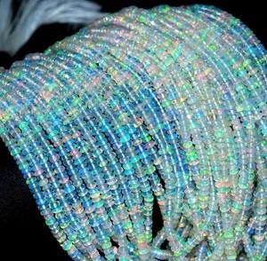 100% collar de cuentas de ópalo de fuego múltiple etíope Natural, piedras preciosas sueltas, cuentas lisas de fuego llamativo, cuentas de piedra curativa - Product Image 2