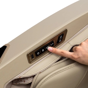 Fauteuil de massage 4D avec tablette tactile, fauteuil inclinable chauffant haut de gamme - Beige/Blanc - Product Image 4
