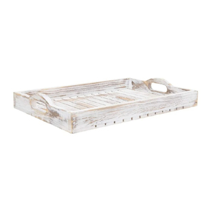 Plateau de service rond en bois d'acacia fait à la main avec poignées Finition naturelle Plateau en bois pour café et nourriture pour la maison Cuisine Table à manger - Product Image 3