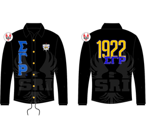 เสื้อแจ็คเก็ตโค้ชปักลายชมรมนักเรียนหญิงซิกมาแกมมาโร |   เสื้อแจ็คเก็ตโค้ชไลน์แบบสั่งทำพิเศษสำหรับผู้หญิง ปักลาย SGRho Sorority - Product Image 3