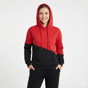 Sweat-shirts à capuche pour femmes tendance OEM, patchwork, deux tons, couleur contrastée, vêtements décontractés, pull-over, design personnalisé, sweat-shirts en polaire lourd - Product Image 1