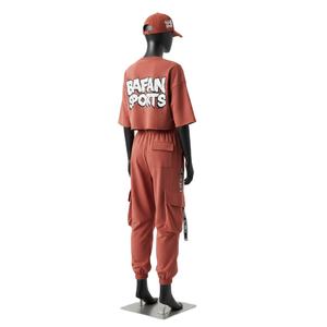 Conjunto de camiseta corta y pantalones deportivos de algodón de alta calidad para mujer, 300 GSM, tacto suave, tela resistente, logotipo personalizado, conjuntos para mujer - Product Image 5