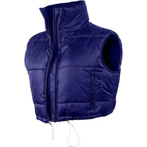 Gilet matelassé noir à capuche unisexe sans manches rembourré isolé chaud léger vêtements d'extérieur d'hiver fermeture éclair style col montant - Product Image 5