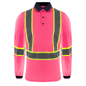 เสื้อโปโลแขนยาวสำหรับงานรักษาความปลอดภัย ยี่ห้อ OEM เสื้อทำงาน เสื้อโปโลนิรภัย ผ้าฝ้าย 100% เสื้อยืดโปโลนิรภัยแบบสะท้อนแสง - Product Image 1