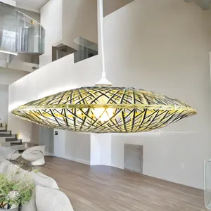 Miglior prezzo all'ingrosso soggiorno lampada a sospensione decorazione vimini tessuto appeso soffitto lampada a sospensione in bambù dal Vietnam