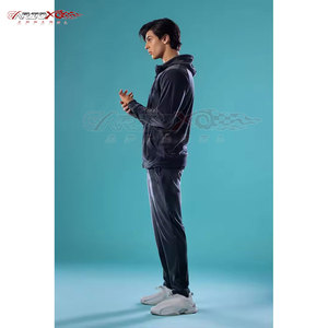 Chándal de terciopelo de invierno para hombre de estilo urbano con parte superior con capucha y pantalones de Jogger, conjunto de dos piezas ligero transpirable - Product Image 5