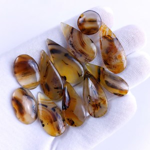 DHORGEMS Vente en gros de pierres précieuses en agate naturelle du Montana, cabochons en vrac, coupes en poire/ovales pour la fabrication de bijoux - Product Image 2