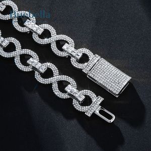 Hot Sale 16mm 18K White Gold 925 Silver Iced Infinity Link Bracelet for <b>Men</b> Hip Hop Jewelry - Product Image 4
