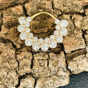 14K Or Massif Invisible Set Diamant Naturel Apsara Hoop Piercing Fine Jewelry. - Product Image 3