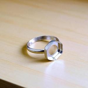 แหวนฝาหกเหลี่ยมเงินสเตอร์ลิง925แบบ DIY เปล่าอุปกรณ์ทำเครื่องประดับเงิน925การตั้งค่าว่างสำหรับนักออกแบบเครื่องประดับหัตถกรรม - Product Image 2