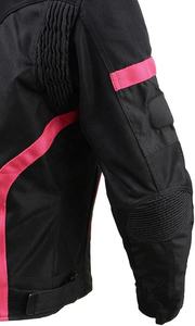 Veste de moto personnalisée en maille/textile noir et rose respirante avec fermeture éclair et rembourrage en coton pour femmes OEM - Product Image 4