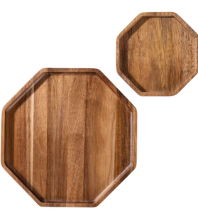 Plateau en bois biologique Plateau en bois léger Plateau de service en bois Plateau à thé ACacia sculpté pour la cuisine Fête en gros - Product Image 1