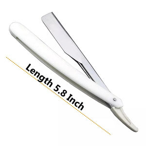Rasoir à barbe de salon à bord droit avec poignée en plastique en acier inoxydable - Product Image 3