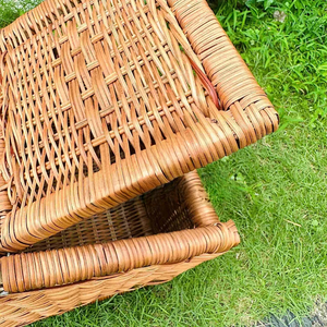 Panier pique-nique en rotin naturel en osier personnalisé avec couvercle du Vietnam grand panier de récolte en osier léger excursions d'une journée - Product Image 5