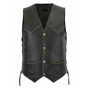 Gilet en cuir véritable sans manches pour hommes, chaud, respirant et imperméable, avec dentelle latérale, vente en gros de prix supérieur - Product Image 2