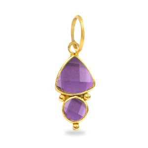 Trillion Forme Améthyste Pierres Précieuses Lunette Charme Pendentif Bijoux Designer Charmes En Gros Bijoux Personnalisés - Product Image 1