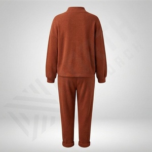 Conjunto Deportivo de 2 Piezas para Mujer, Otoño Invierno, Estilo Vintage, Color Sólido, Sudadera con Capucha y Pantalones Largos, Ropa Deportiva para Gimnasio, 100% Algodón - Product Image 2