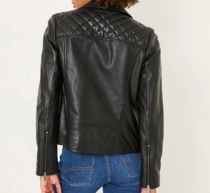 Blouson moto unisexe en cuir PU noir, coupe classique, col rabattable, fermeture éclair, couleur unie, pour l'automne - Product Image 2