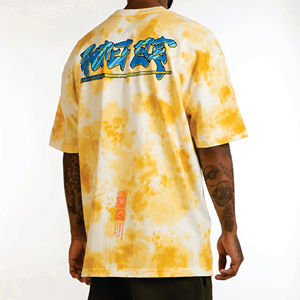 Últimas camisetas cómodas de estilo Streetwear con efecto tie-dye estilo gráfico de gran tamaño para hombres - Product Image 2