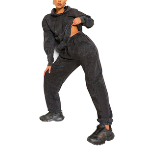 Customized Logo Embroidery <b>Acid</b> Washed <b>Drop</b> Shoulder Winter Tracksuits Women Breathable Quick Dry Heavyweight Windproof - Product Image 1