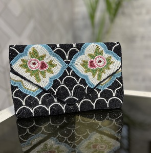 Sac à main de créateur écologique et léger, pochette en coton imperméable, sac à main avec bouton de fleur en strass, sac de soirée formel - Product Image 1