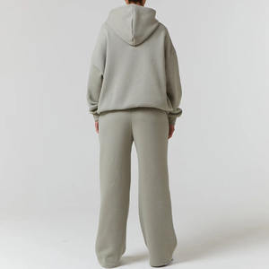 ชุดเซ็ตฮู้ดดี้และกางเกงวอร์มผู้หญิง พิมพ์โลโก้ได้ ผ้าฝ้าย 100% สไตล์สตรีทแวร์ สำหรับฤดูหนาว - Product Image 2