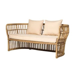 Ensemble de meubles de salon en rotin naturel 4 pièces, fauteuils et table basse avec coussins - Product Image 3