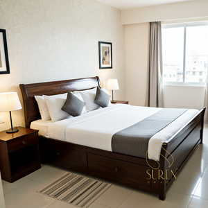 Lit de salon design indien pour hôtels et restaurants Meubles en bois massif fabriqués à la main - Product Image 1