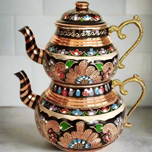 กาต้มน้ำทองแดงที่แกะสลักอย่างประณีตพร้อมแลคเกอร์สีขาวดีไซน์หรูหราด้ามจับไม้มีจำหน่ายในราคาขายส่ง - Product Image 6