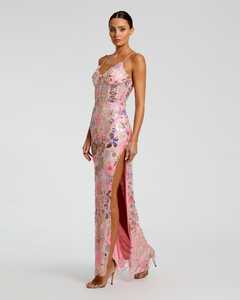 Elegante Vestido de Fiesta Largo de Tul con Escote Corazón, Estilo Floral, Línea A, Sin Mangas, Bordado Ecológico - Product Image 3