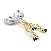 Elegante Juego de Cubiertos de Metal con Diseño de Rama de Olivo, Mango Dorado con Detalles Negros de Olivo, Perfecto para Decoración de Mesa de Comedor