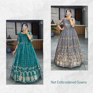 Heavy Fox Georgette bordado trabajo largo Anarkali traje para mujer boda función tradicional vestidos de fiesta con Salwar Kameez - Product Image 5